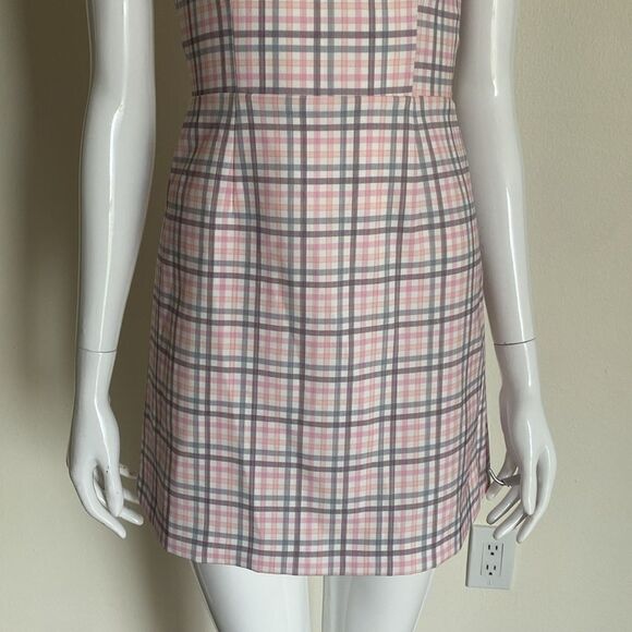 French Connection Plaid Pink Whisper Back Tie Mini Dress Size 0 - Picture 5 of 12